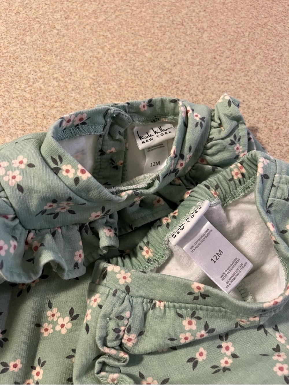 Floral Ruffle Matching Set - Green 9-12m - Picture 3 of 3